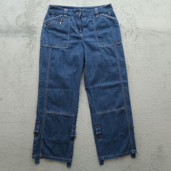 Jones New York Jeans Women's Size 10 Blue Mid-Rise Wide-Leg Denim 28" Inseam - Picture 1 of 14